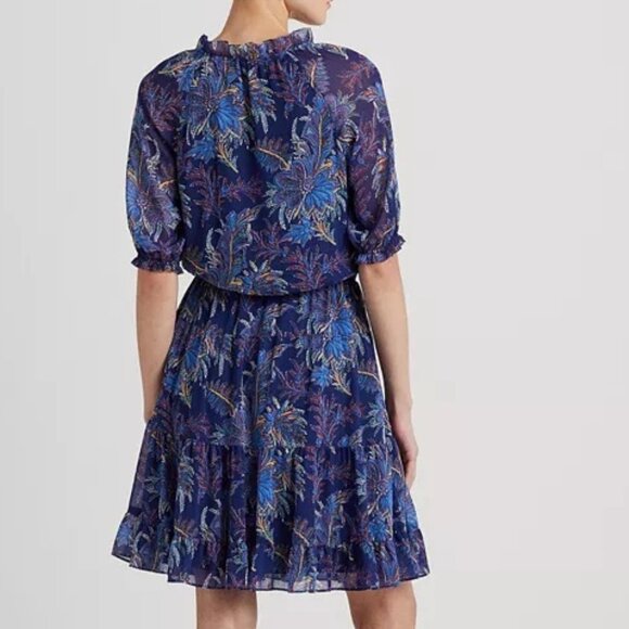 Lauren Ralph Lauren Women's Floral Crinkle Georgette Dress - Size 14 - Picture 2 of 4